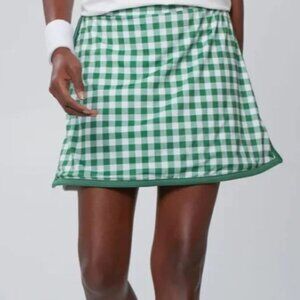Tuckernuck Green Gingham Active Skirt Skort Small NWT Athletic Stretch Preppy